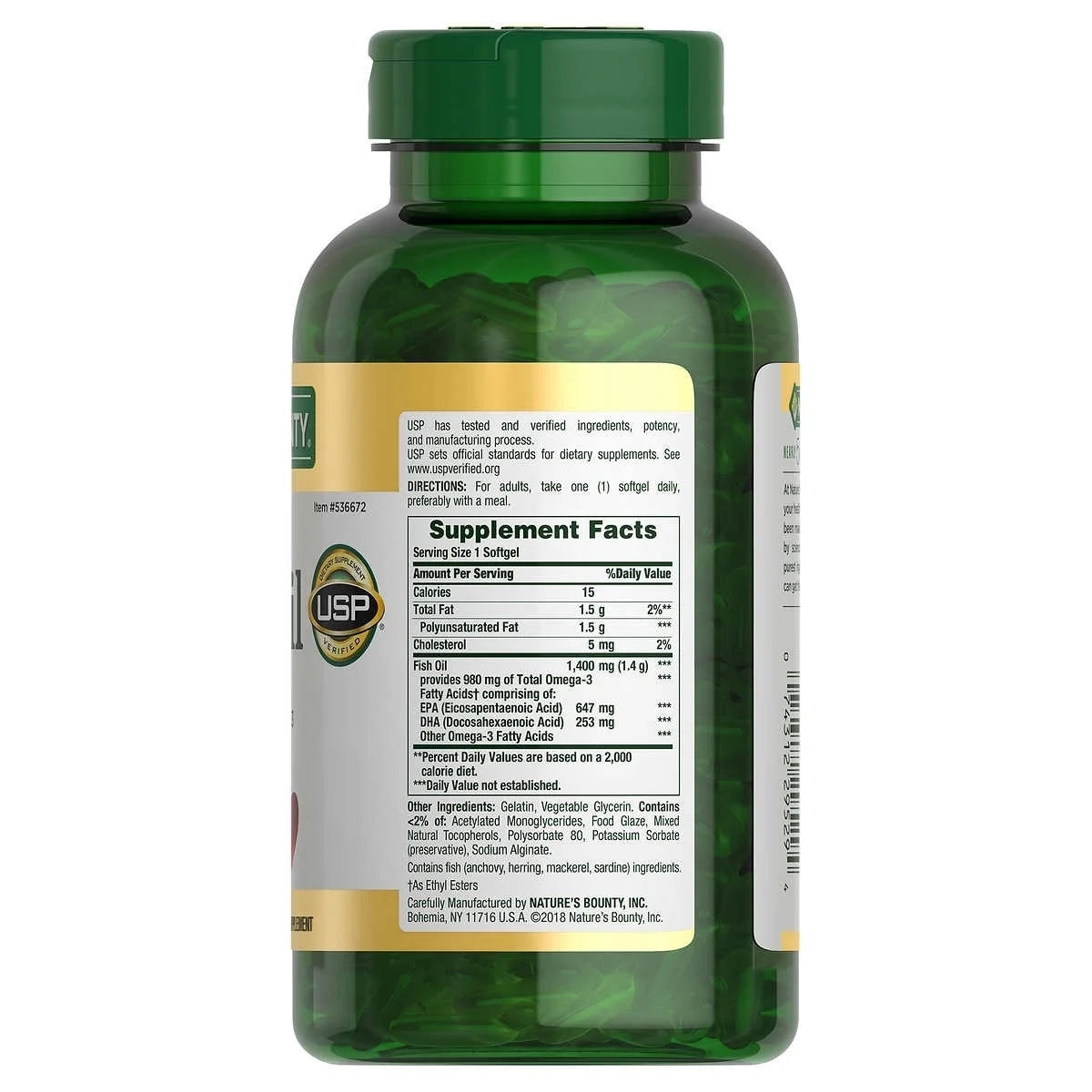 Nature’s Bounty Odorless Fish Oil 1400 mg – High-Strength Omega-3 Softgels