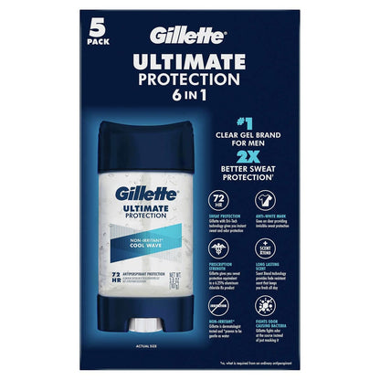 Gillette Ultimate Protection 6-in-1 Antiperspirant Gel, Cool Wave – 3.8 oz