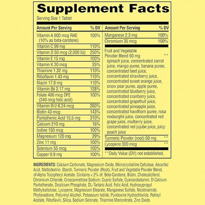 Spring Valley Men's Multivitamin Tablets with Fruits & Vegetables - Includes Turmeric for Joint Support