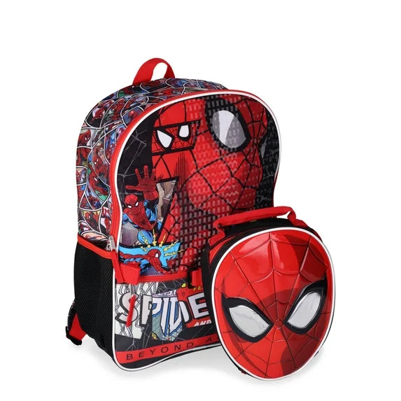Marvel Boys Spider-Man 17″ Laptop Backpack 2-Piece Set with Lunch Bag – Red