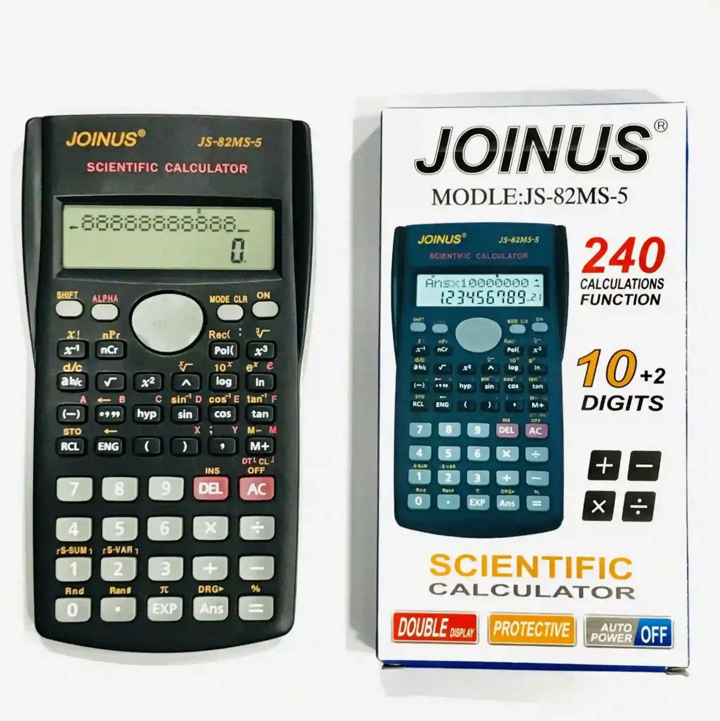 JOINUS JS-82MS Scientific Calculator – 240-Function Dual-Line Display, 10+2 Digits