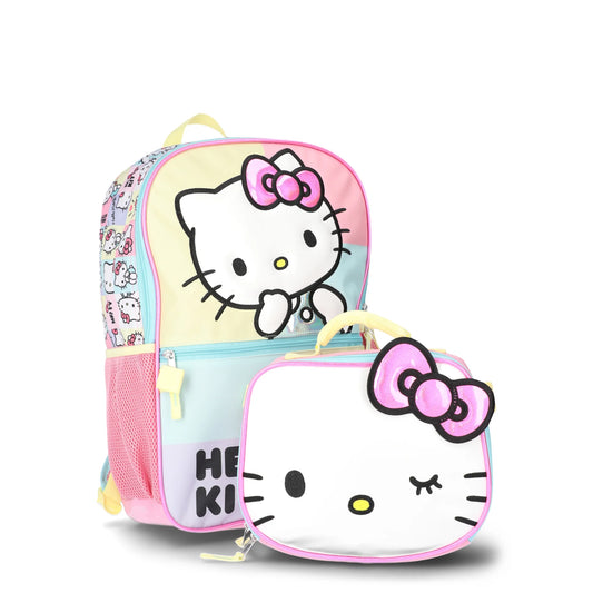 Sanrio Hello Kitty Kids 17″ Backpack & Lunch Bag 2-Piece Set – Pink School Set