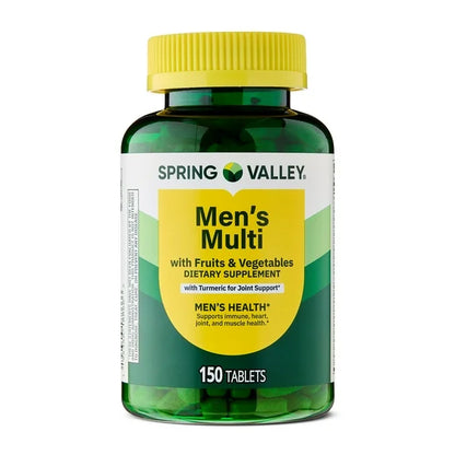 Spring Valley Men's Multivitamin Tablets with Fruits & Vegetables - Includes Turmeric for Joint Support