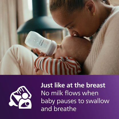 Philips Avent Natural Baby Bottles with Natural Response Nipples (Fast Flow 4), 11 oz – 3-Pack