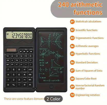 Foldable Solar Scientific Calculator with Writing Tablet – Ideal for School & Business