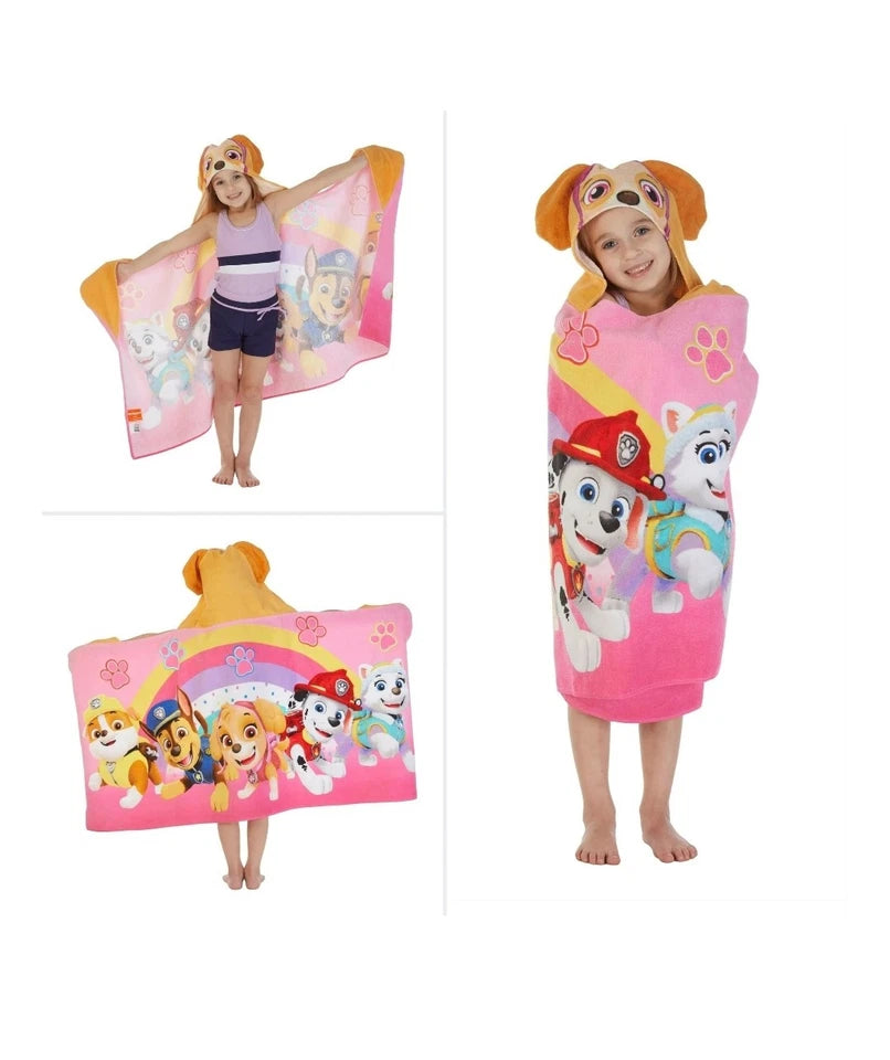 PAW Patrol Skye Hooded Kids Towel – Soft Hooded Bath & Beach Towel with Hand Pockets